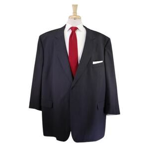 Jack Victor Big & Tall Solid Gray 2-Btn Wool Suit Portly 56L